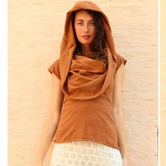 Gaia Conceptions - Ama Cowl Simplicity Top - Large - Squash -Cotton Knit - Picture 1 of 5